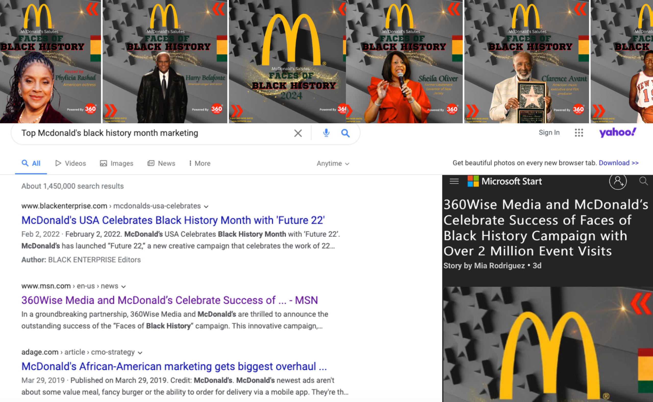 "360Wise Media and McDonald's 'Faces of Black History' campaign achieved remarkable success with over 2 million event visits, showcasing our ability to reach massive audiences and celebrate important cultural milestones."